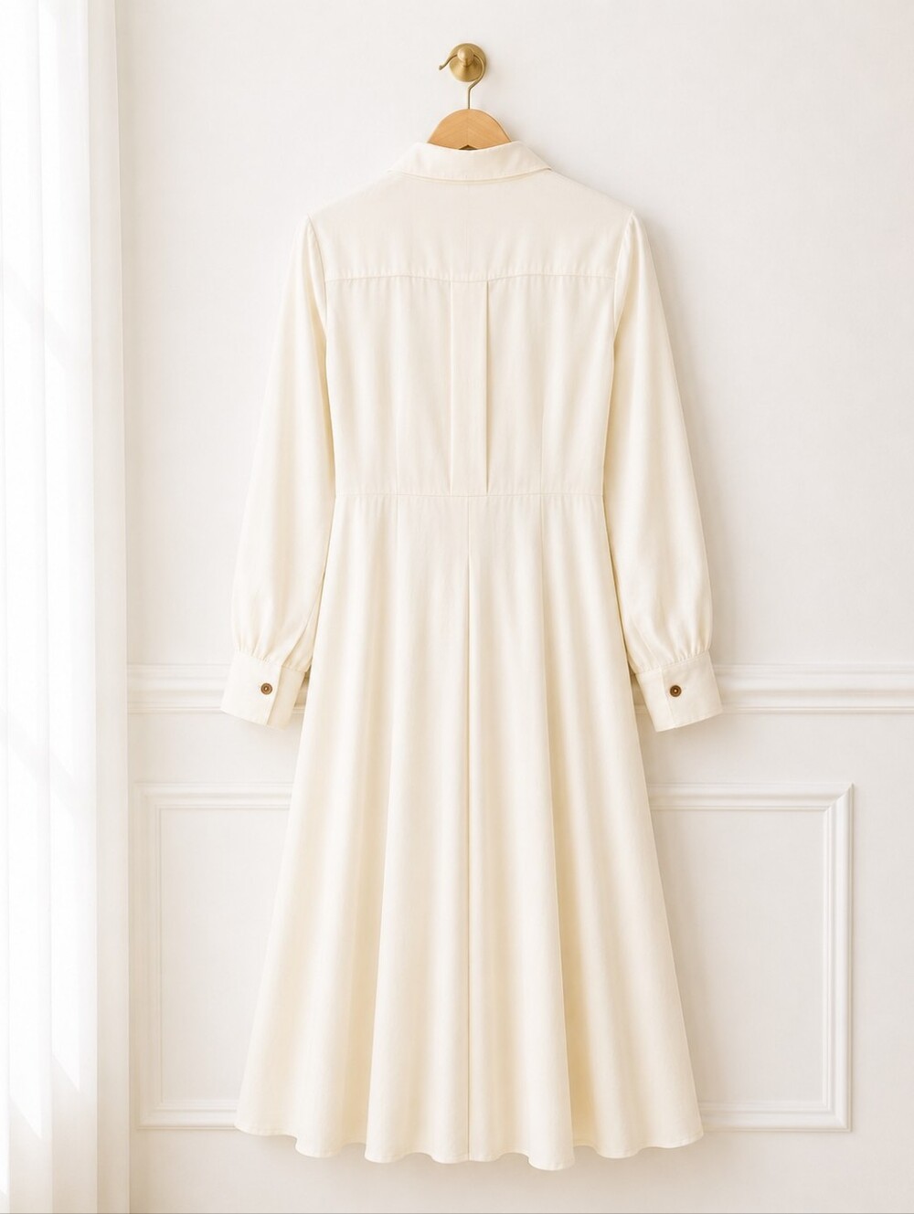 NWT | BANANA REPUBLIC Cream Midi Shirt DRESS | Tencel Lyocell | Size: Small - Picture 7 of 9
